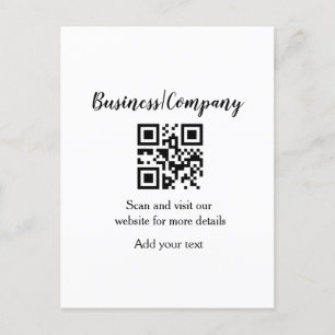 Carte Postale Simple business company website barcode QR add nam