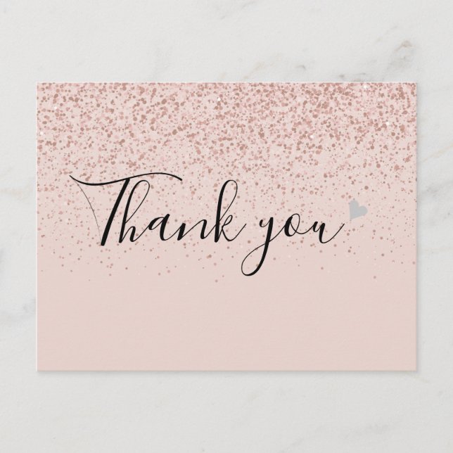 Carte Postale Simple Business Script Merci Rose Gold  (Devant)
