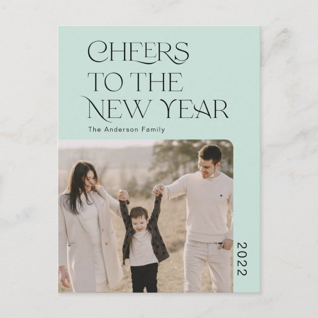 Carte Postale Simple Cheers à la nouvelle année 2022 photo de fa (Devant)