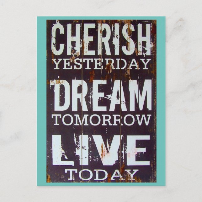 Carte Postale Simple Cherish Dream Live Citation Inspirationnell (Devant)