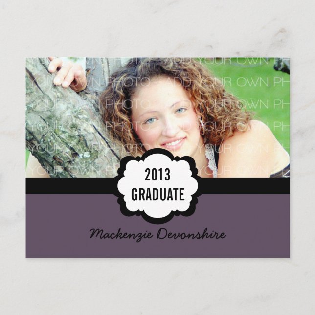 Carte Postale Simple Chic Graduation Party, Violet (Devant)