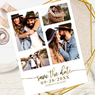 Carte Postale Simple Collage De 4 Photos De Mariage Save The Dat