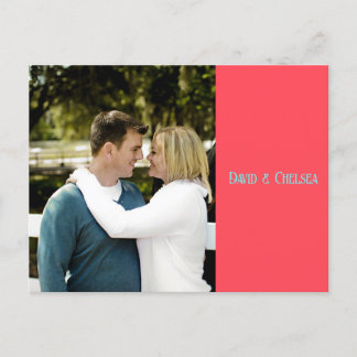 Carte postale simple corail et sarcelle STD