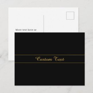 Carte Postale Simple Customizable Gold & Black Text Design