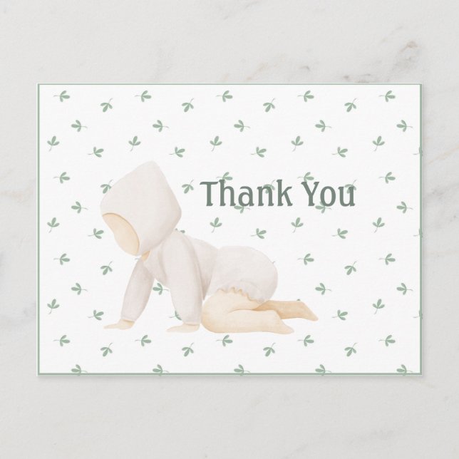 Carte postale simple de remerciement pour bébé à l (Devant)