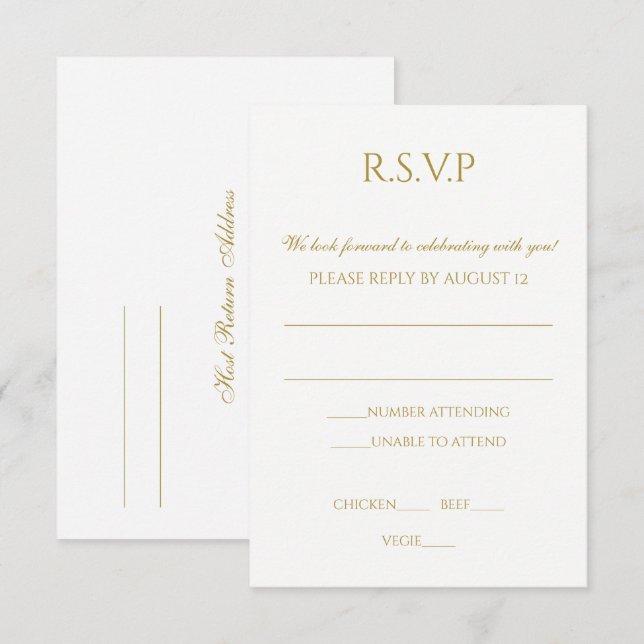 Carte postale simple de réponse au mariage (Devant / Derrière)