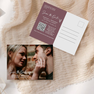 Carte Postale Simple Dusty Purple Enregistrer la date QR Code ph