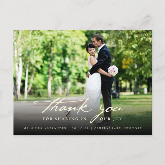 Carte Postale Simple écriture manuscrite Script Classy Mariage M (Devant)