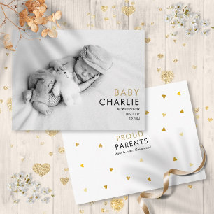 Carte Postale Simple Elegant Baby Photo Faire-part de naissance