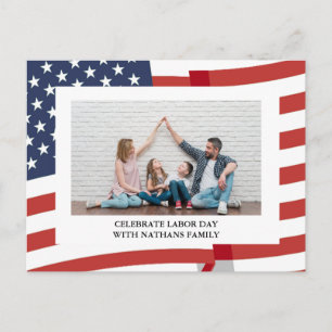 Carte Postale Simple Elegant Happy Labor Day avec drapeau améric