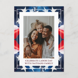 Carte Postale Simple Elegant Happy Labor Day avec drapeau améric