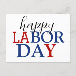 Carte Postale Simple Elégant Joyeux Fête du Travail Rouge Blanc