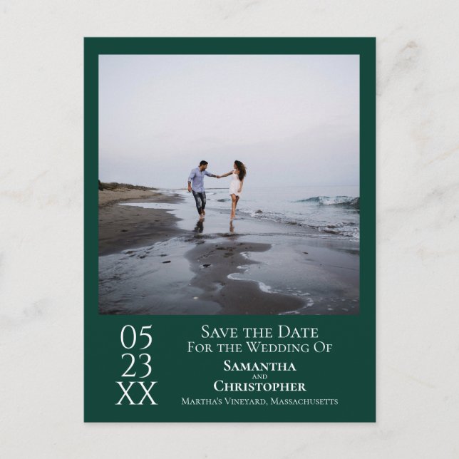 Carte Postale Simple Emerald Green Wedding Save the Date Photo (Devant)