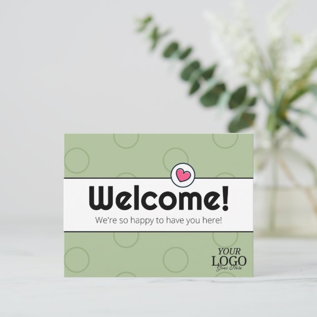 Carte Postale Simple et élégant Sage Green Accueil d'entreprise (Debout devant)