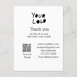 Carte Postale simple et minimal ajoutez votre logo/votre design 