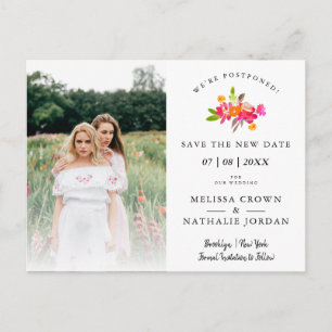 Carte Postale Simple Floral LGTB Engagé Couple Date de changemen