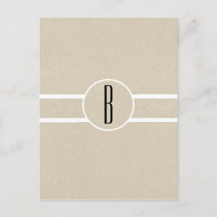 Carte Postale Simple Flyer Mailer Kraft Rustique Monogramme Mini