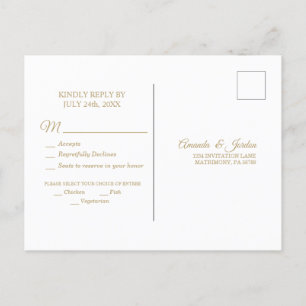 Carte Postale Simple Gold Calligraphy Response