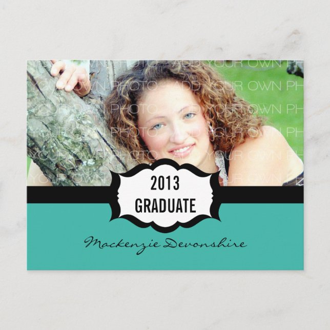 Carte Postale Simple Graduation Party, Turquoise (Devant)