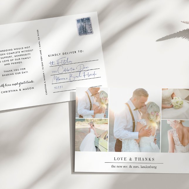 Carte Postale Simple gratitude | Mariage Photo Collage Merci (Créateur téléchargé)