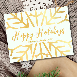 Carte Postale Simple Joyeux Vacances Snowflake Gold Business