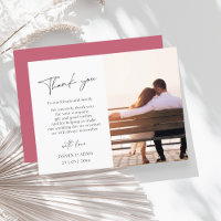 Simple Magenta Pink Script Photo Mariage Merci