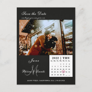 Carte Postale Simple mais élégant : Noir   Calendrier Enregistre