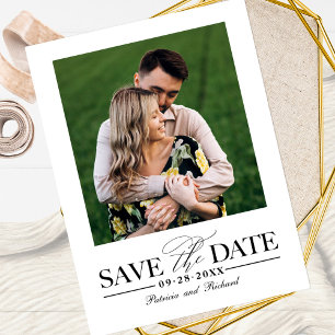 Carte Postale Simple Mariage Élégant Enregistrer La Date Photo