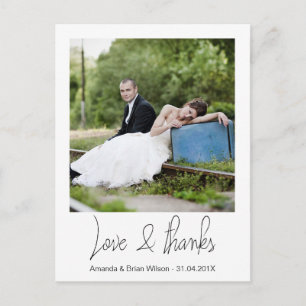 Carte postale simple Mariage photo Merci