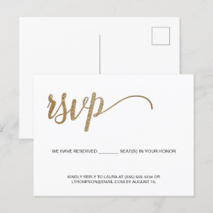 Carte Postale Simple Modern Gold RSVP sans envoi Siège réservé