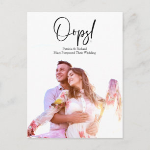 Carte Postale Simple Modern Oups Annonce de report de mariage