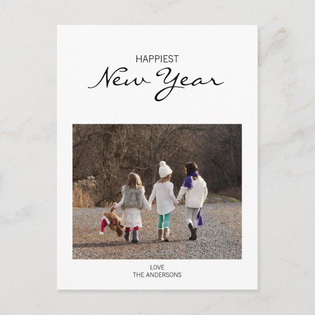 Carte Postale simple moderne de bonne année photo (Devant)
