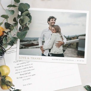 Carte Postale Simple moderne Photo Merci or Mariage