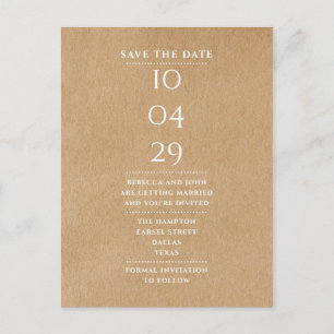 Carte Postale Simple Moderne Rustique Enregistrer la Date
