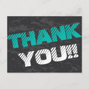 Carte Postale Simple Moderne Teal Gris et Noir Merci