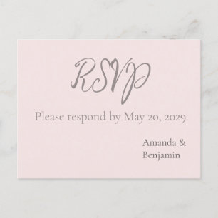 Carte Postale Simple Monogramme Minimaliste Misty Mariage Rose R