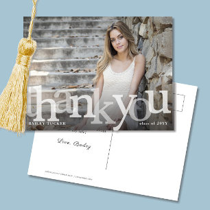 Carte Postale Simple noir Ombre photo Merci de graduation photo