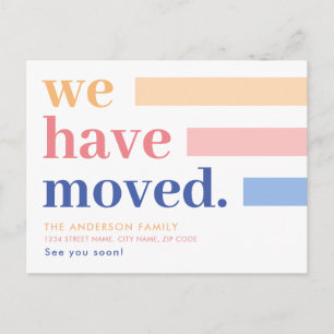 Carte Postale Simple Pastel Nous avons Moved Faire-part