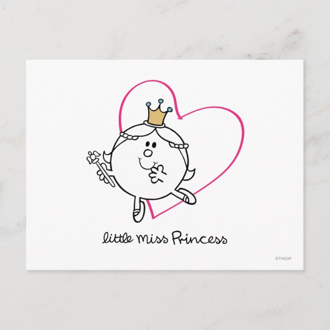 Carte Postale Simple petite Miss Princesse | Coeur rose (Devant)