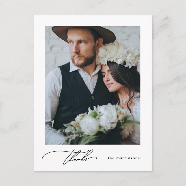Carte Postale Simple Photo de calligraphie Mariage Merci (Devant)