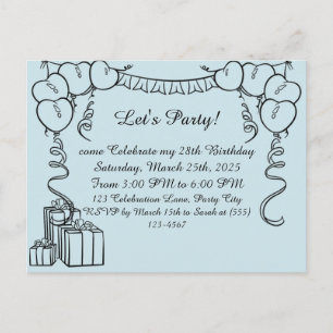 Carte Postale Simple présentation de l'invitation d'anniversaire