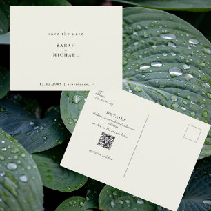 Carte Postale Simple QR Code Mariage Jaune Enregistrer la date