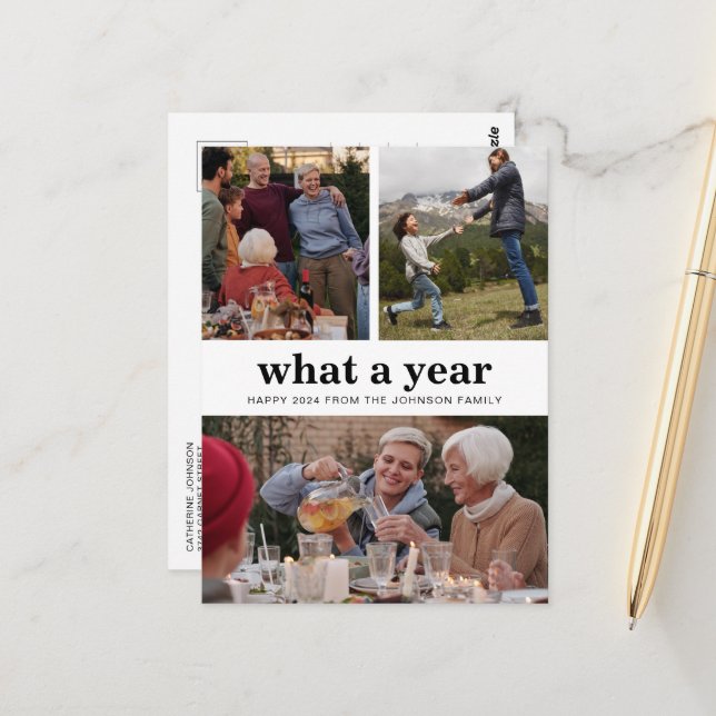 Carte Postale Simple Quelle année photo du Nouvel An (Devant/Arrière en situation)