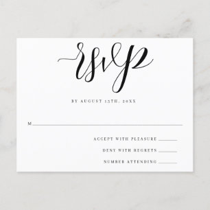 Carte postale simple réponse Mariage de script RSV