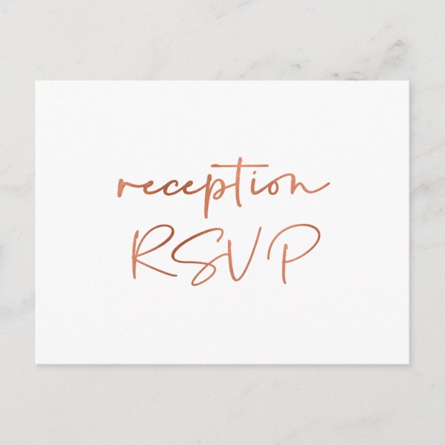 Carte Postale Simple Rose Gold Script Repas Choix Réception RSVP (Devant)
