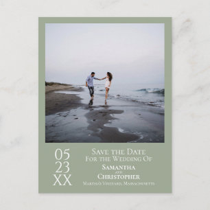 Carte Postale Simple Sage Green Wedding Save the Date Photo