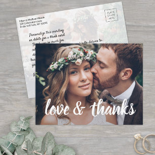 Carte Postale Simple Script Love & Thanks 2 Mariage photo