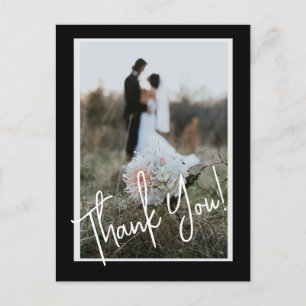 Carte Postale Simple Script Moderne Mariage Merci photo