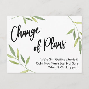 Carte Postale Simple verdure Changement de plan Reporté Mariage
