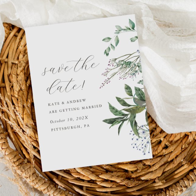 Carte Postale Simple verdure Pré photo mariage Enregistrer la da (Créateur téléchargé)